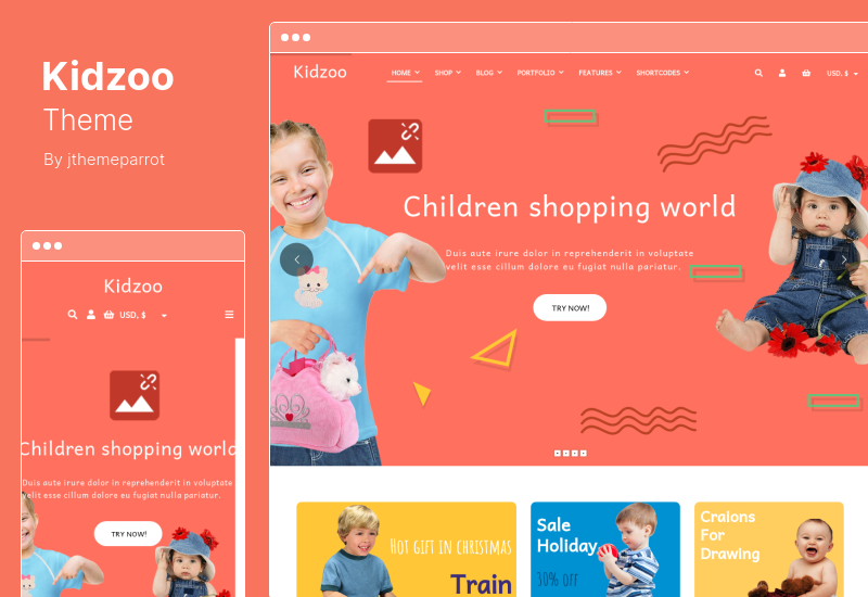 ธีม Kidzoo - ร้านเด็กทารก WordPress ธีมอีคอมเมิร์ซ