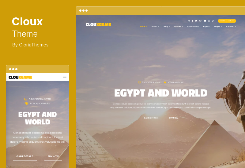 موضوع Cloux - سمة WordPress للألعاب والألعاب