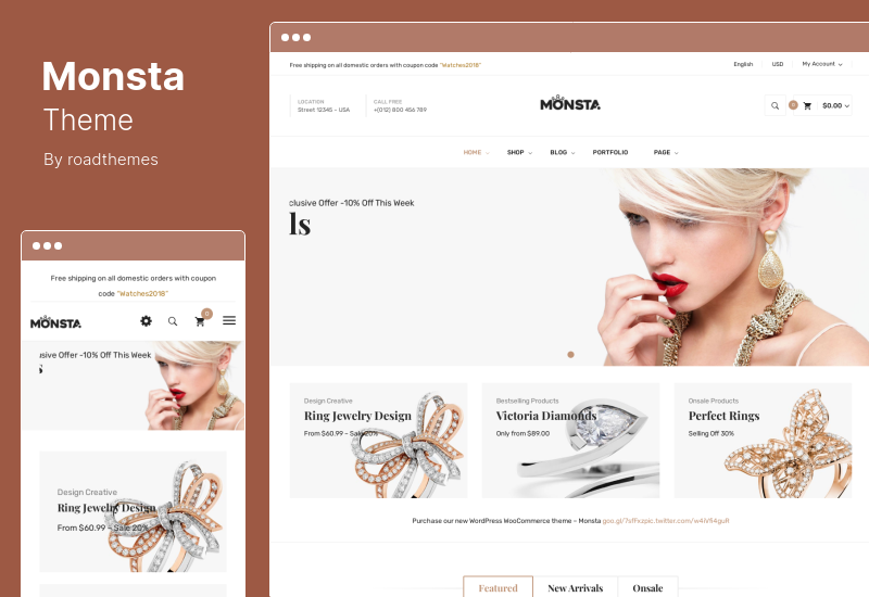 Monsta Theme - Tema de joias para WooCommerce WordPress