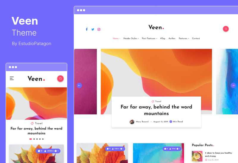 Tema Veen - Blog leve mínimo para tema WordPress