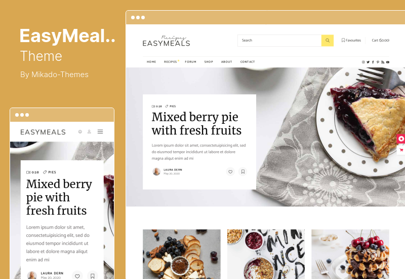 Tema EasyMeals - Tema WordPress de blog de comida