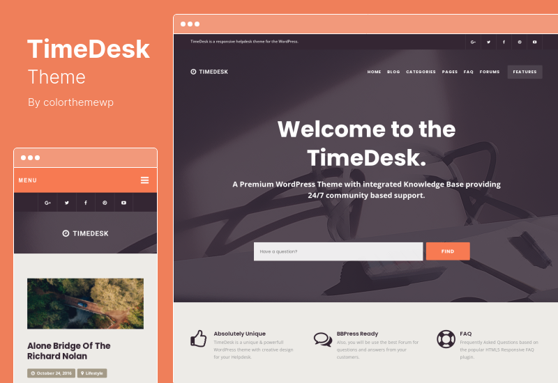 Tema TimeDesk - FAQ da Base de Conhecimento Responsivo Tema WordPress