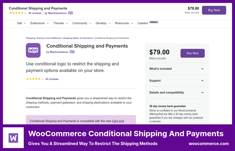 Plugin de envio e pagamentos condicionais do WooCommerce - oferece uma maneira simplificada de restringir os métodos de envio