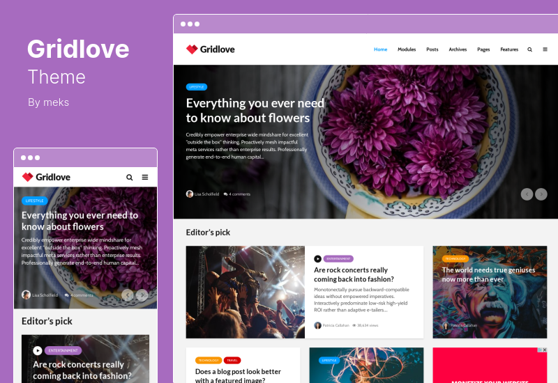 Gridlove-Thema - WordPress-Theme für das Nachrichtenportal-Magazin