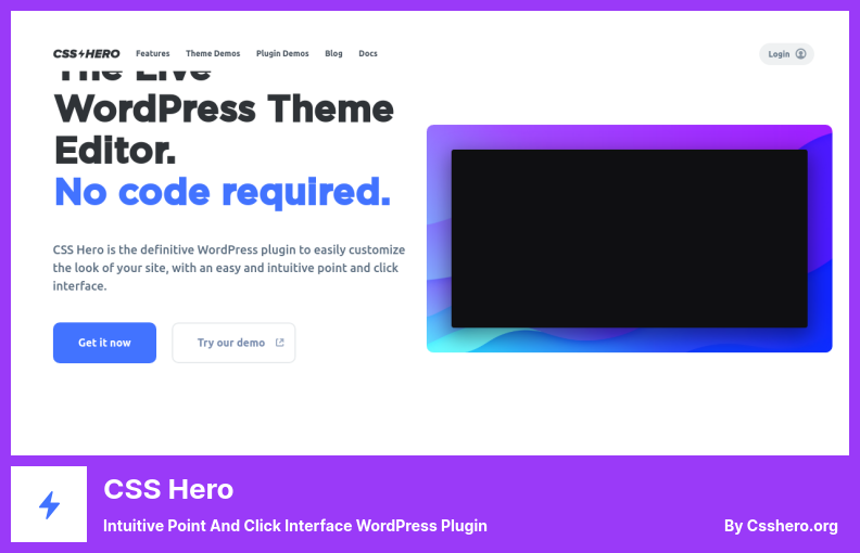 Plugin CSS Hero - Interface intuitiva de apontar e clicar Plugin WordPress