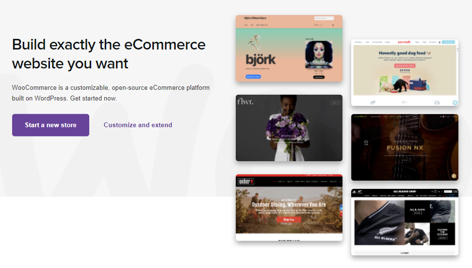 La página de inicio de WooCommerce