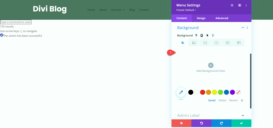 Divi Larghezza intera vs Modulo menu normale Menu normale Rimuovi sfondo