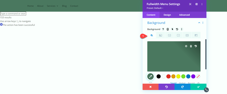 Modulo Divi Fullwidth vs Regular Menu Aggiungi sfondo