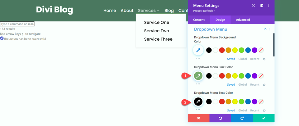 Divi Fullwidth vs Modulo menu normale Impostazioni menu a discesa normale