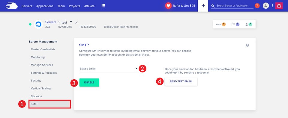 Configurar Cloudways SMTP con Elastic