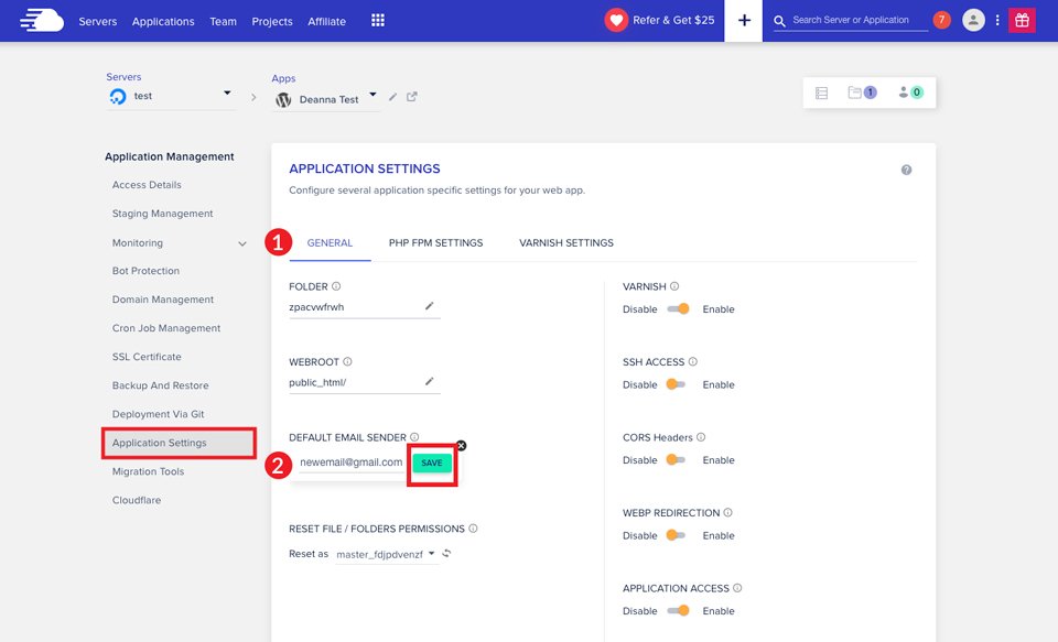 Configuración de nivel de aplicación