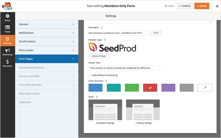 WPForms 表單頁面設計