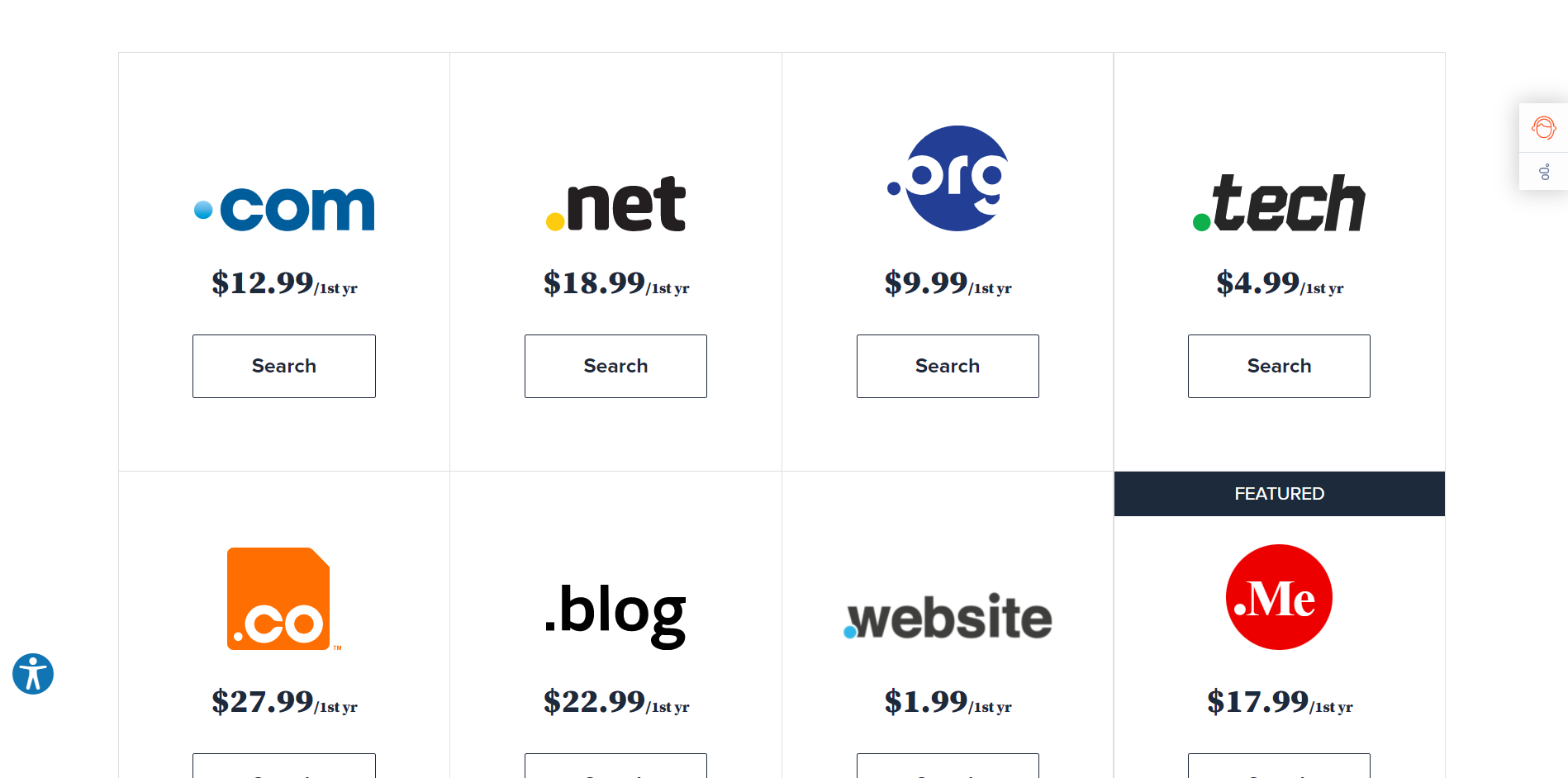 Precios de dominios de Bluehost