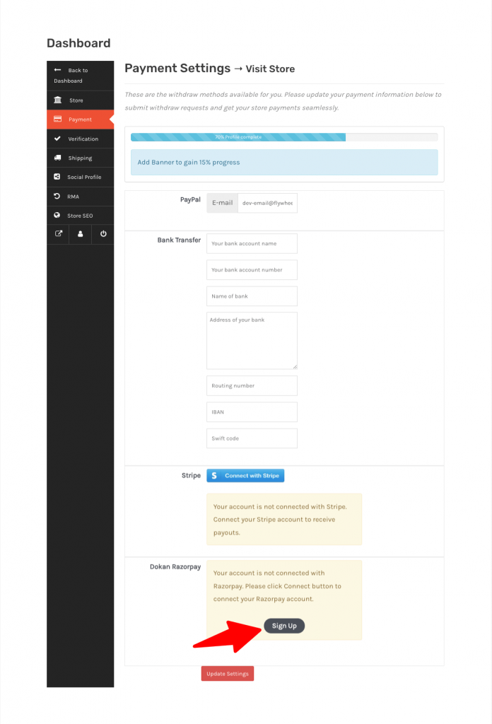 connecter un compte razorpay