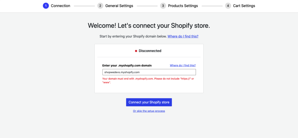 Połącz ShopWP z Shopify Site