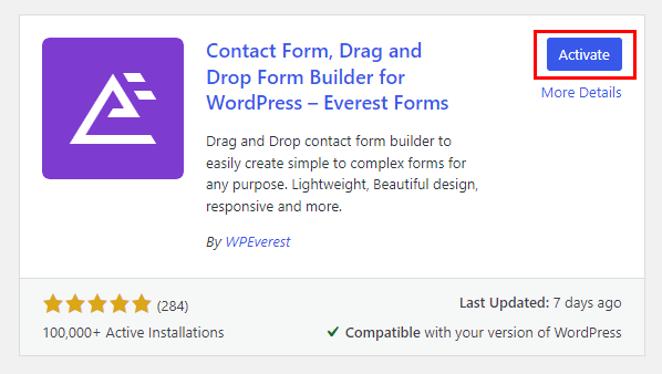 Activer le plugin Everest Forms gratuit