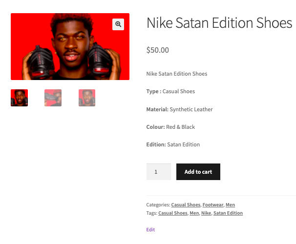 Nike Satan Edition Schuhe Produktseite