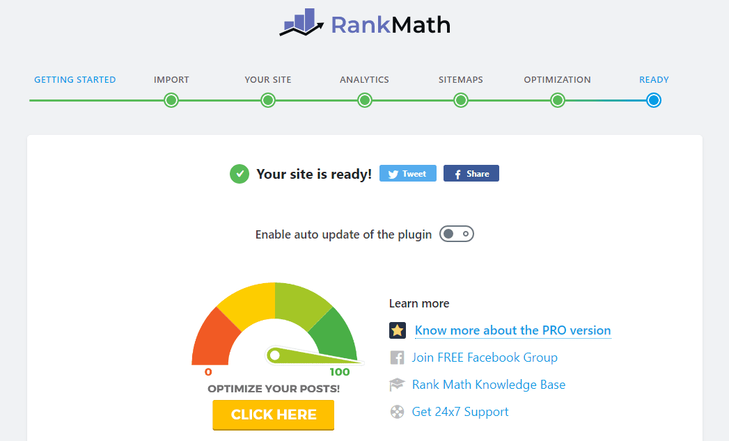 Configuração completa no Rank Math Wizard