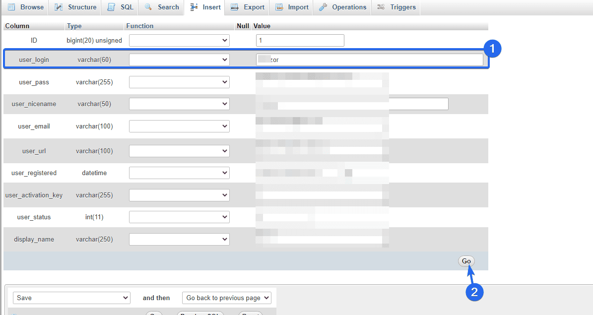 Inserisci il nome utente nel campo user_login e fai clic su Vai - vulnerabilità woocommerce