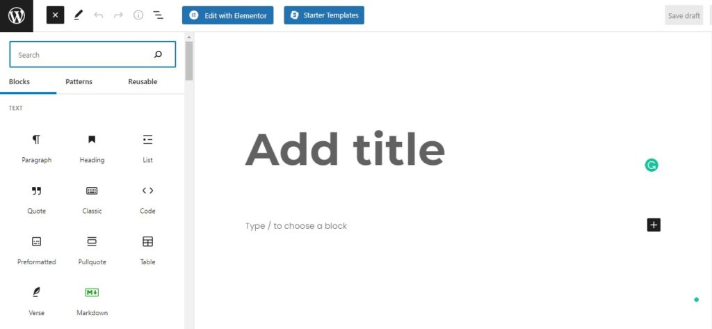 Editor Blok WordPress untuk Menambahkan Posting Baru