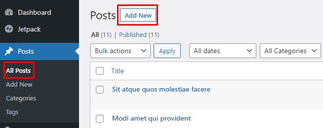 Adăugați o postare nouă în WordPress