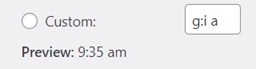 niestandardowe znaki format czasu dostosuj datę i godzinę w wordpressie