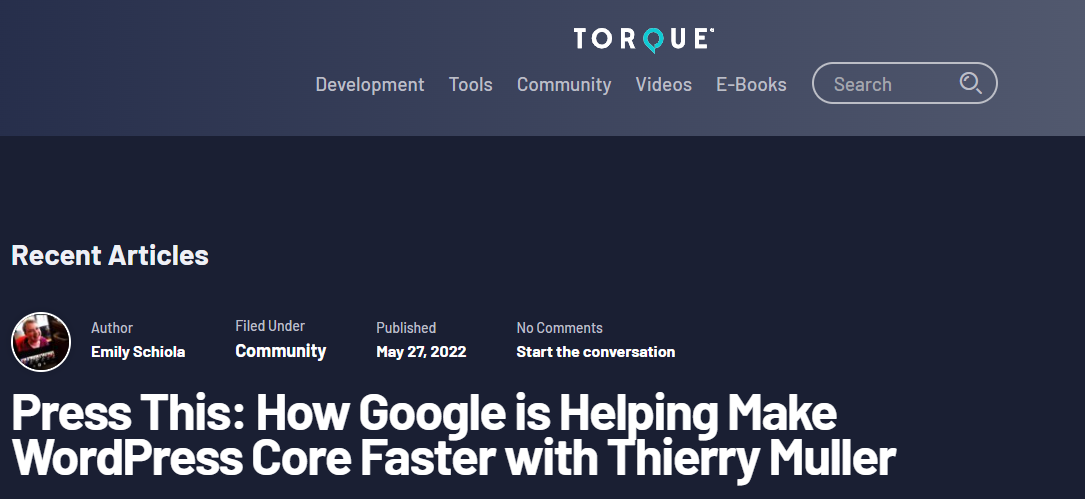 Torque - Blogs de desarrollo de WordPress