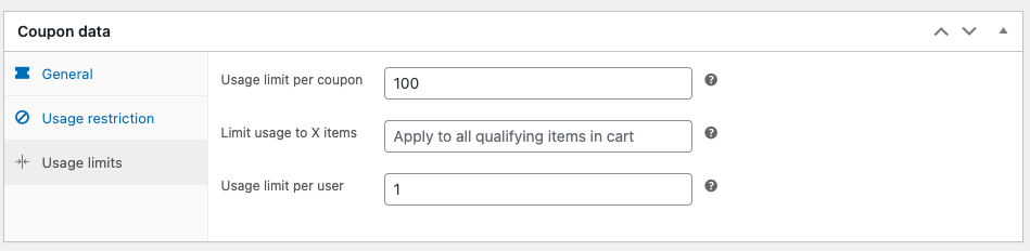Paramètres de limite d'utilisation pour les coupons WooCommerce