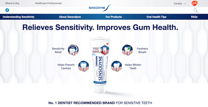 Selo de aprovação especializado em Sensodyne.