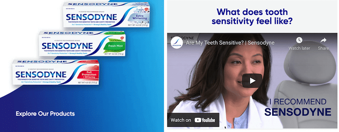 Vidéo YouTube experte de l'industrie Sensodyne.