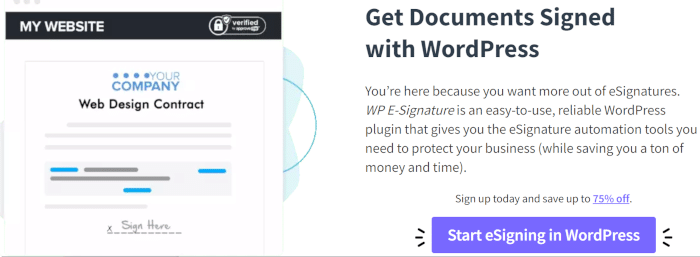 حتى المكونات الإضافية المتخصصة مثل WP E-Signature لها تكامل ActiveCampaign WordPress