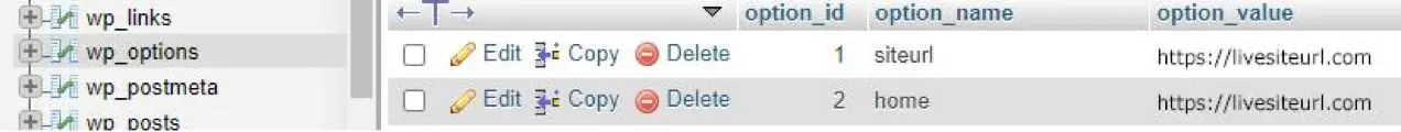 table wp_options dans ftp