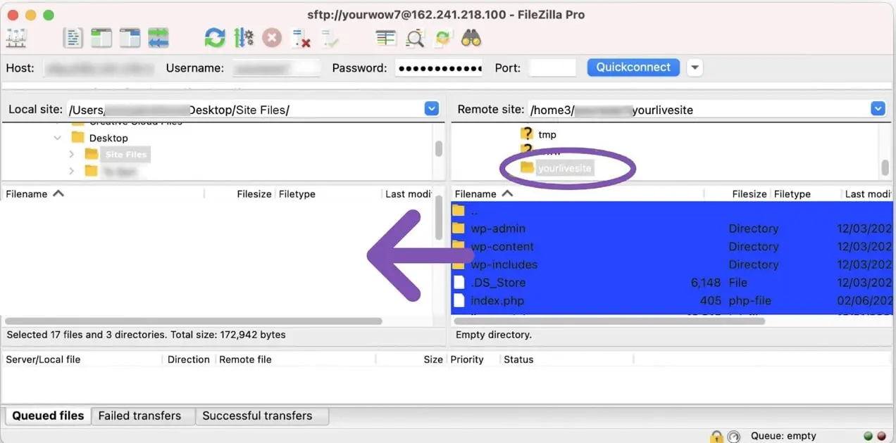 mover sites do servidor para um computador local