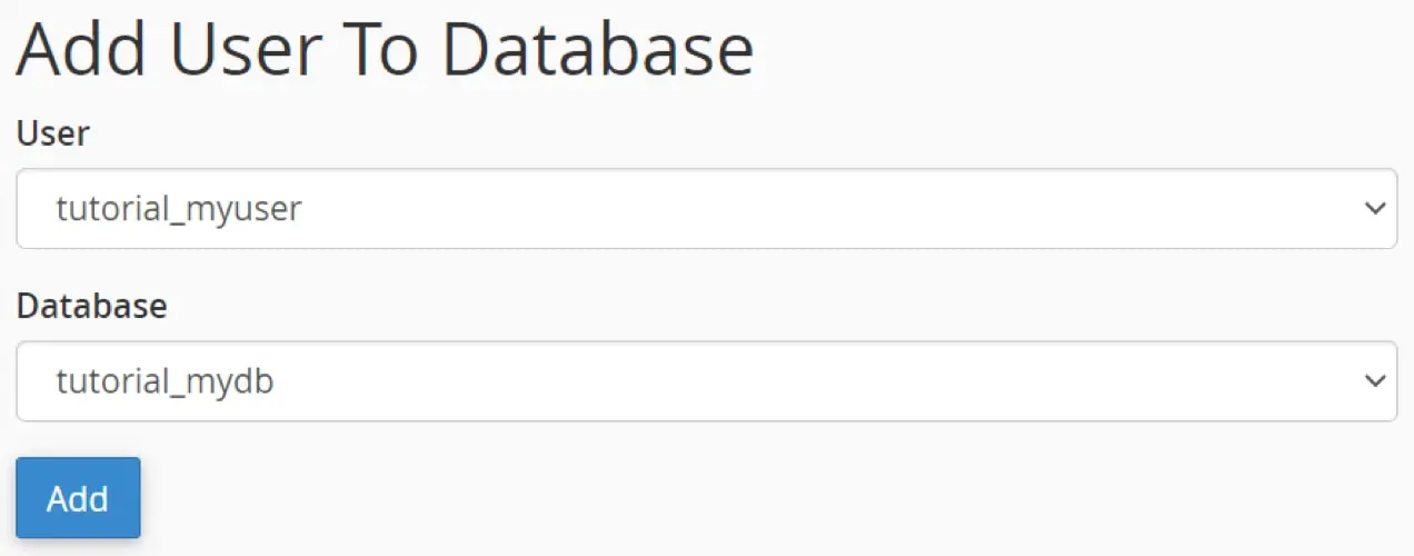 データベースへのユーザーの追加