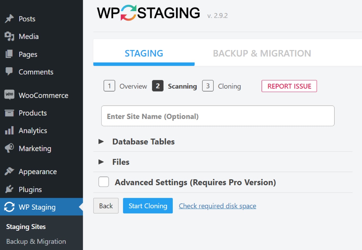 créer un site de staging avec WP Staging