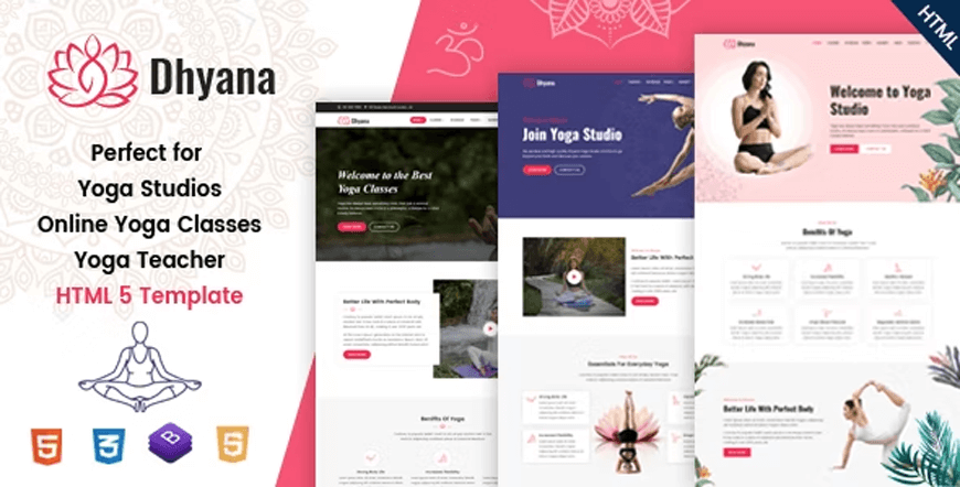 Dhyana - il miglior modello di sito Web di yoga