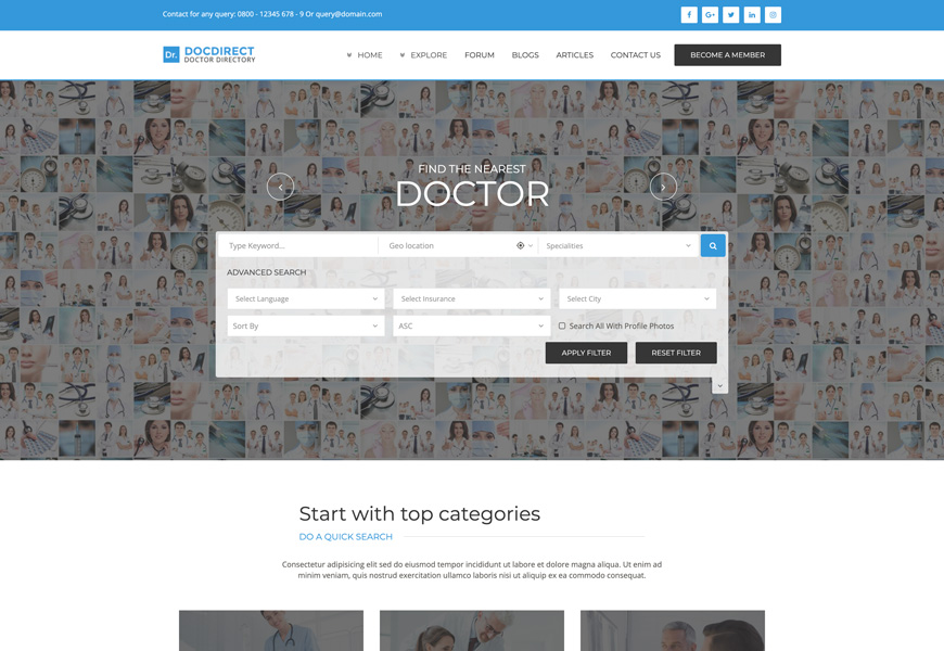 DocDirect - tema de WordPress para el directorio de médicos