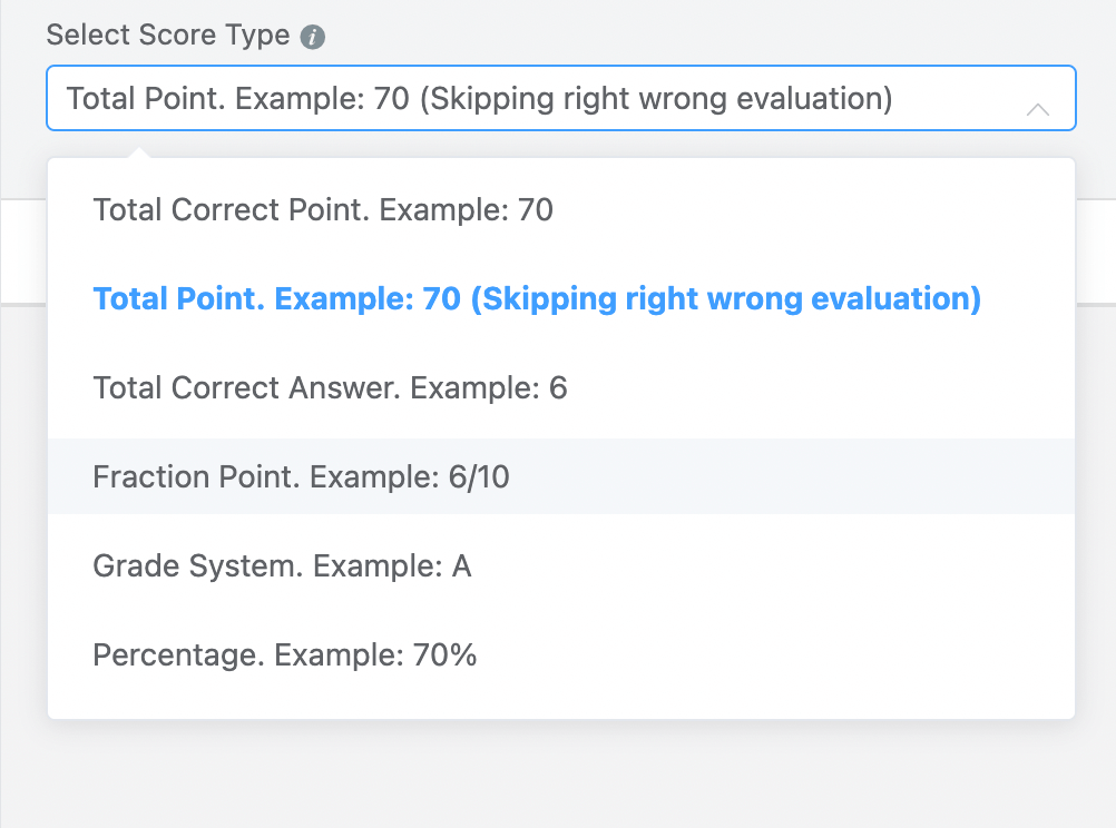 Fluent Forms 測驗模塊中的高級評分