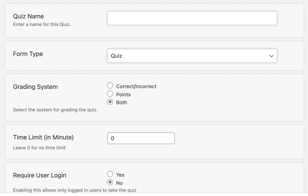 Quiz and Survey Master - Option zum Erstellen von Quiz