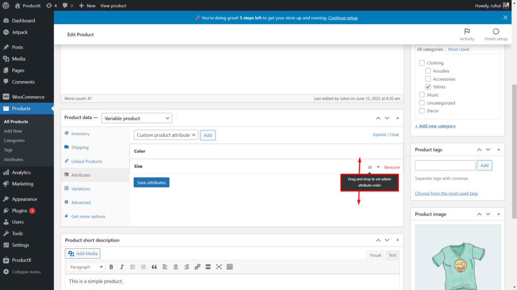 Variable Product Attribute