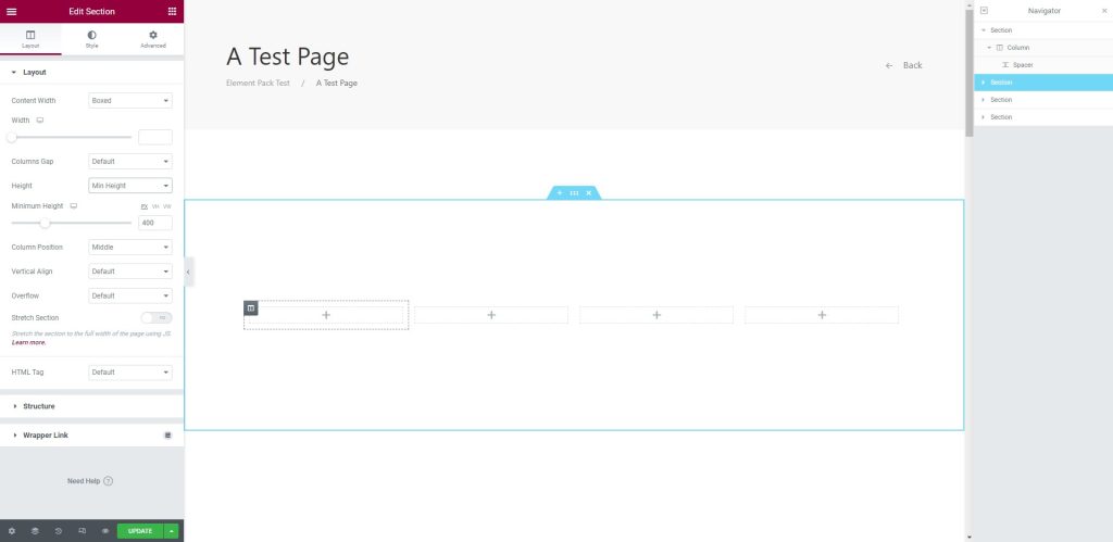 come modificare il piè di pagina in Elementor