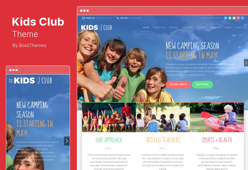 Tema Kids Club - Tema WordPress para jardim de infância e acampamento escolar