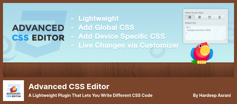 Advanced CSS Editor Plugin - Um plugin leve que permite escrever códigos CSS diferentes