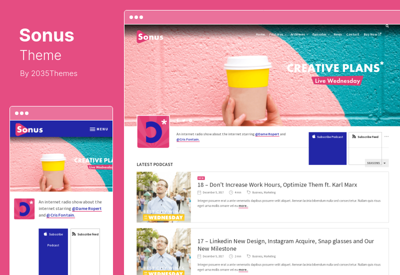 Sonus Theme - Тема WordPress для аудио подкастов
