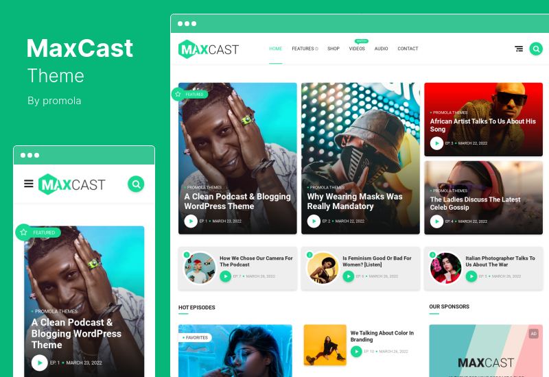 MaxCast Theme — тема блога WordPress для подкастинга