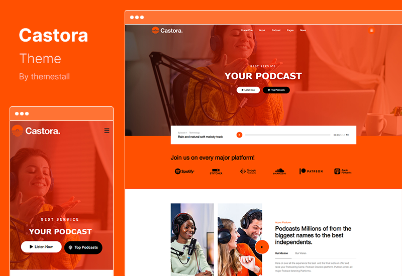 Castora Theme - Тема WordPress для подкастов