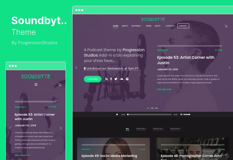 Soundbyte Theme - Тема WordPress для аудио подкастов