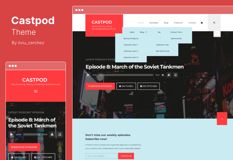 Castpod Theme — профессиональная тема WordPress для аудиоподкастов