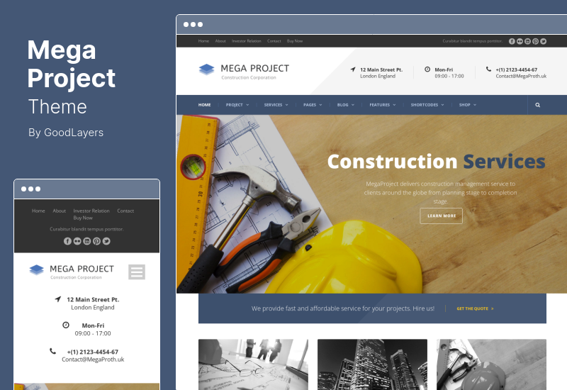 Mega Project Theme - Tema de construcción de WordPress