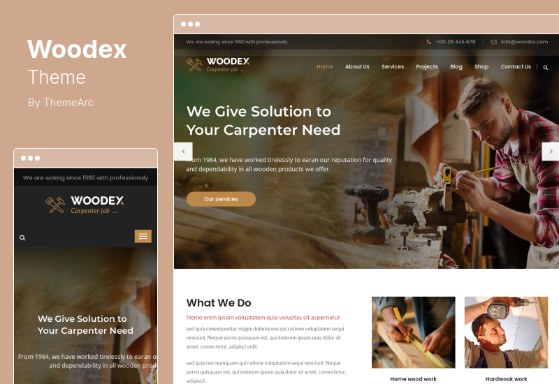 Tema Woodex - Carpenter Craftman Business Tema de WordPress